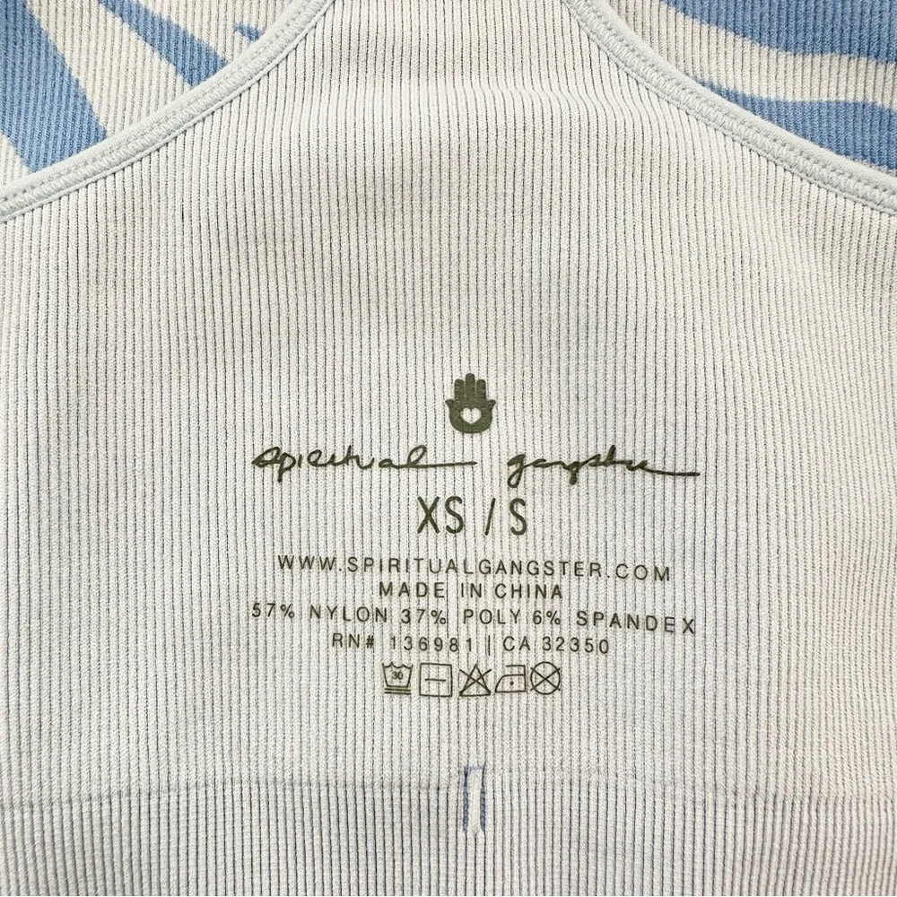 Spiritual Gangster High Neck Jacquard Bra, Light Blue Zebra Crop Bralette, S/XS